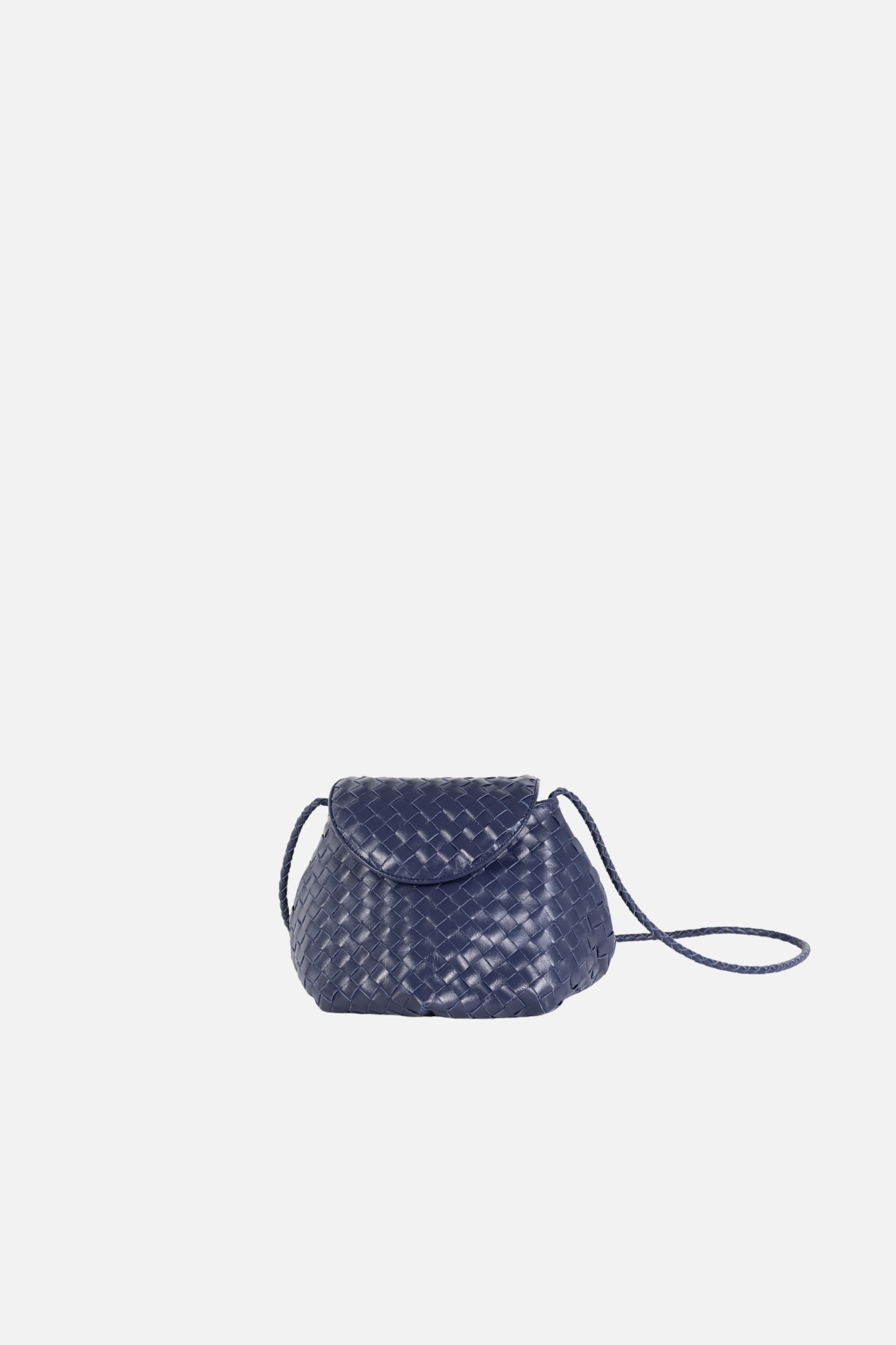 Bolsa Gaya Couro Tressê Marinho
