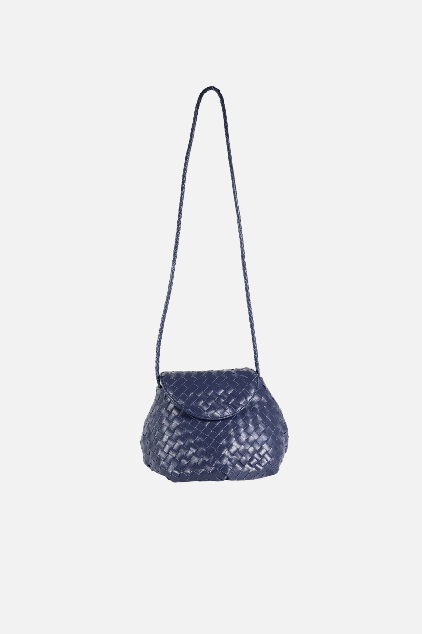 Bolsa Gaya Couro Tressê Marinho
