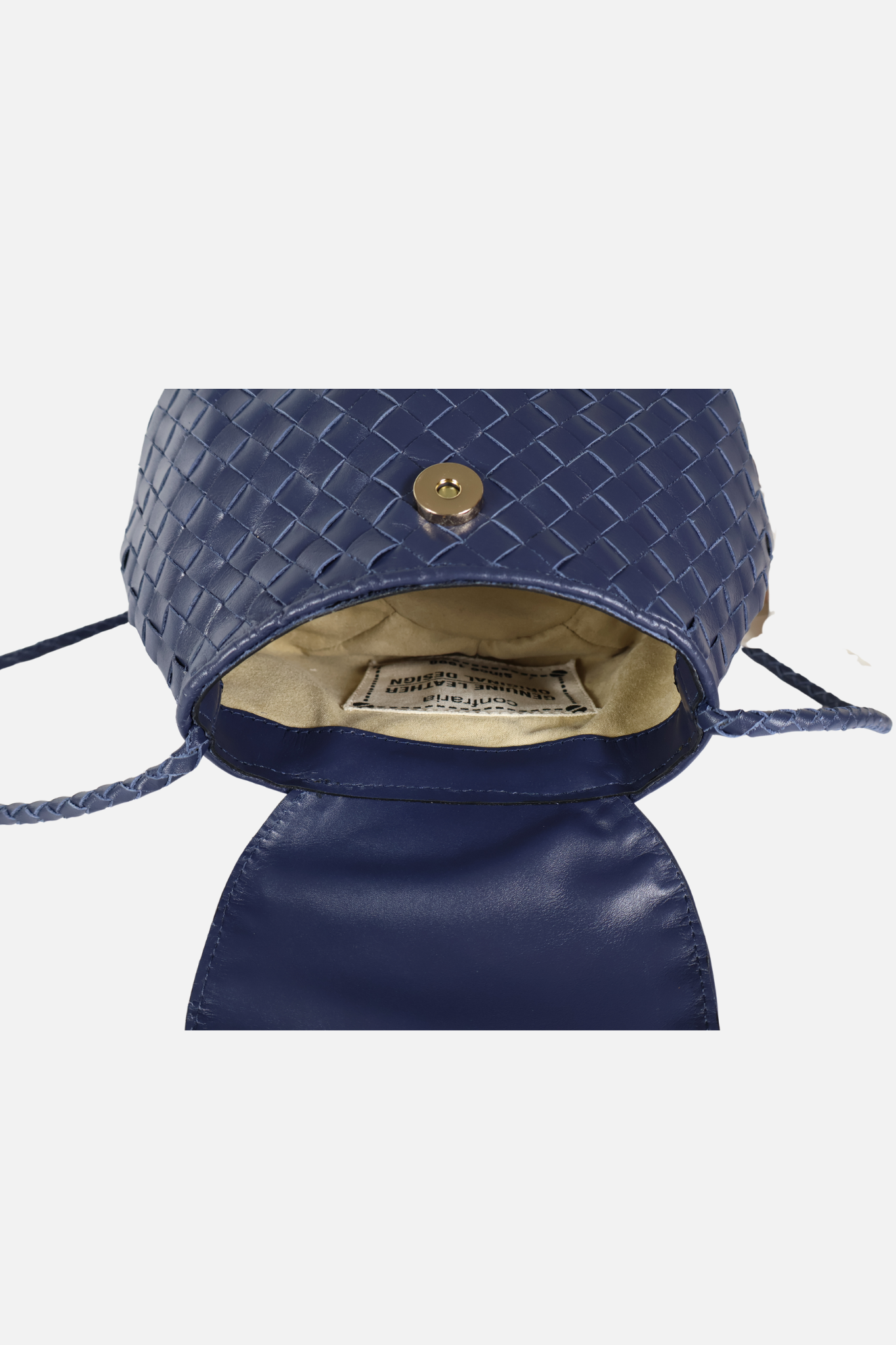 Bolsa Gaya Couro Tressê Marinho