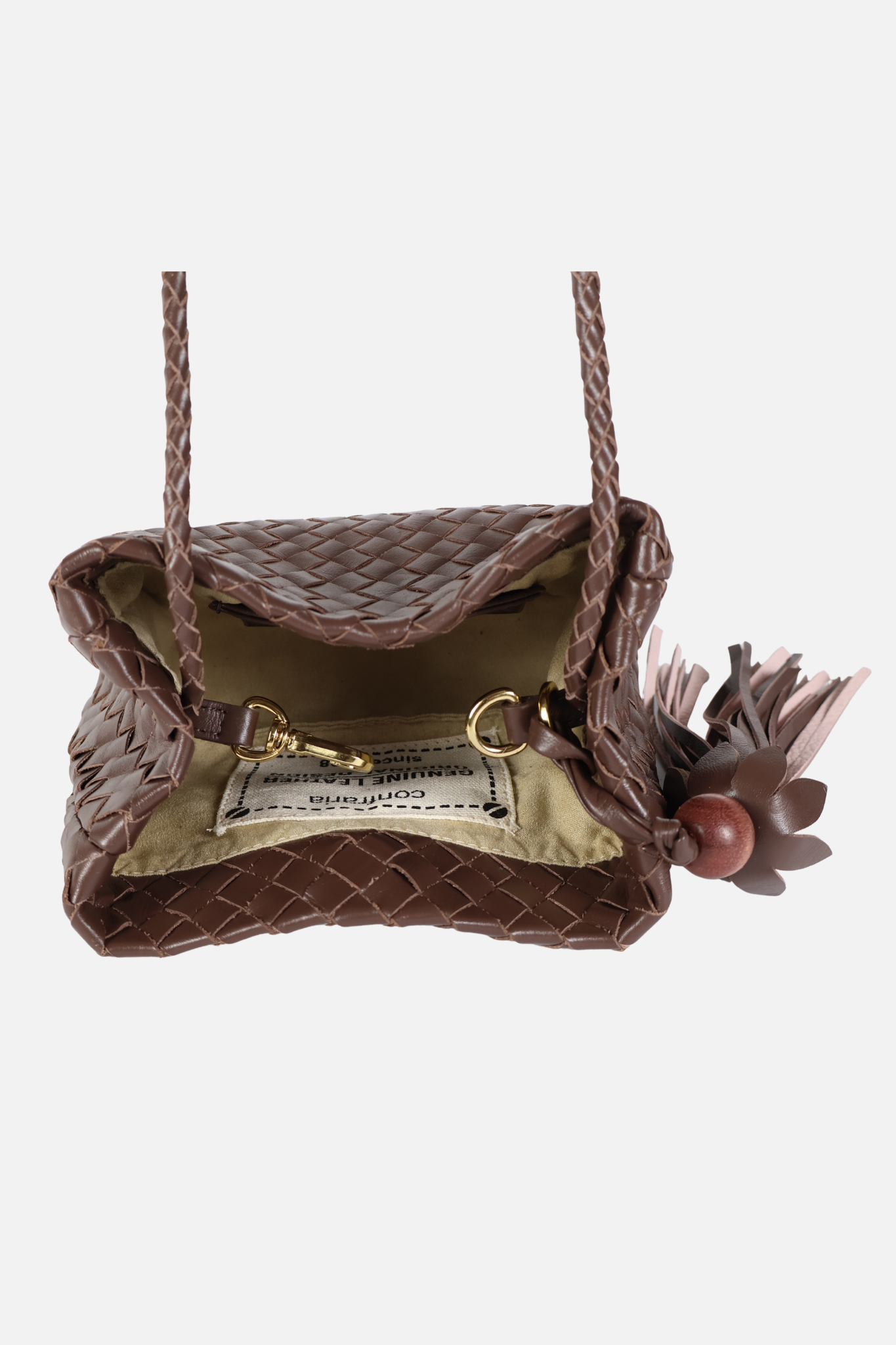 Bolsa Laura Couro Tressê Chocolate