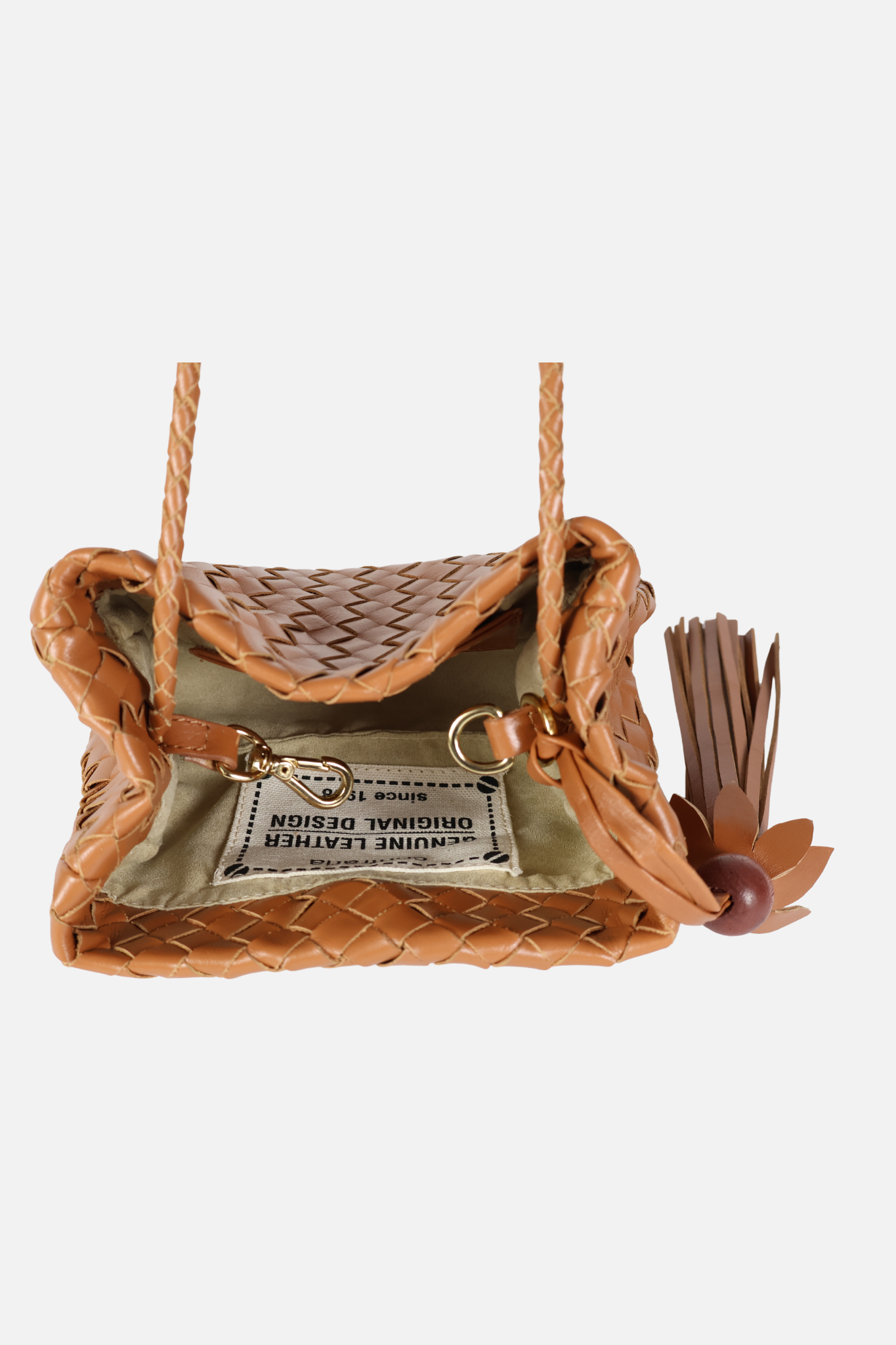 Bolsa Laura Couro Tressê Camel