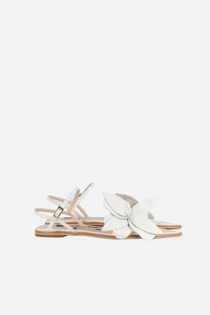 Rasteira Pêonia Couro Off White