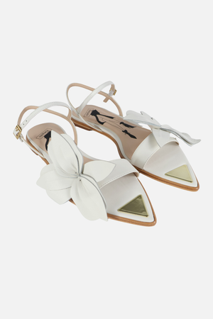 Rasteira Pêonia Couro Off White
