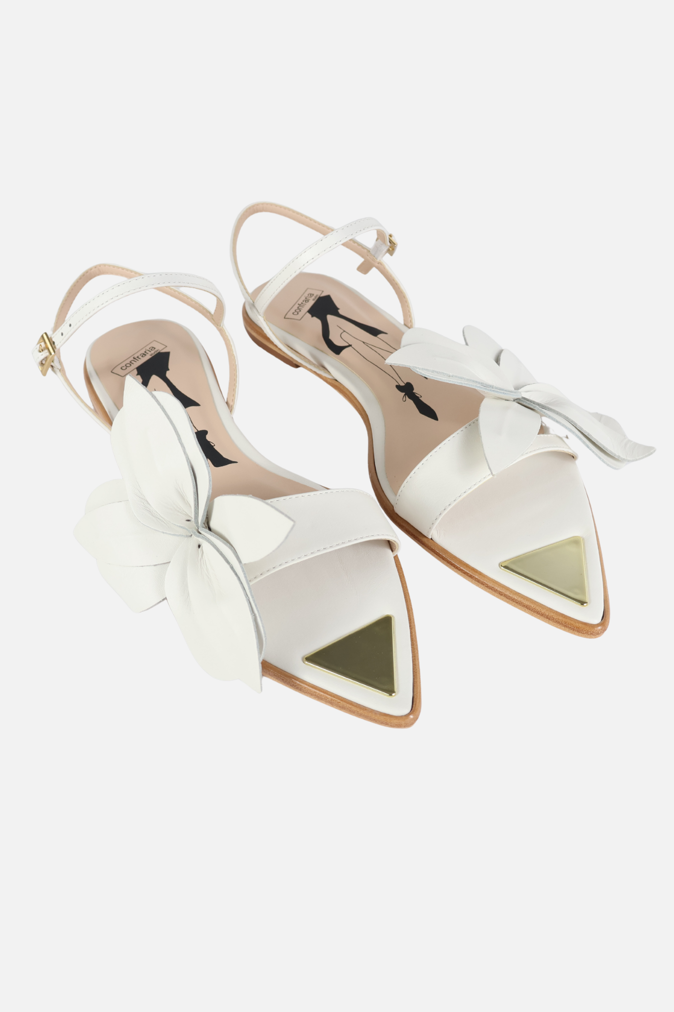 Rasteira Pêonia Couro Off White
