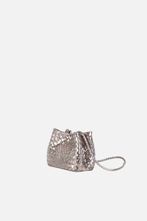 Bolsa Laura Couro Tressê Prata Velho