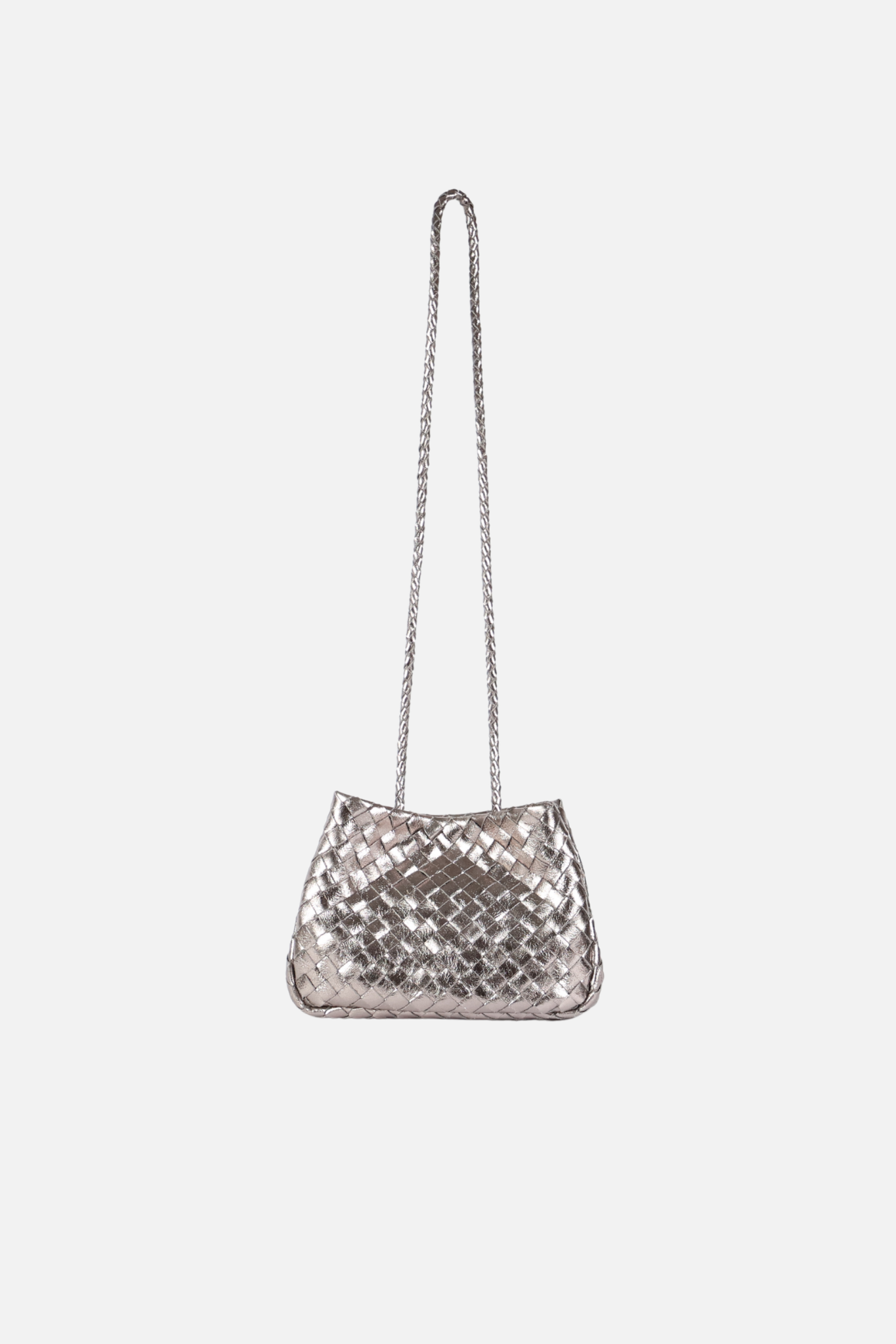 Bolsa Laura Couro Tressê Prata