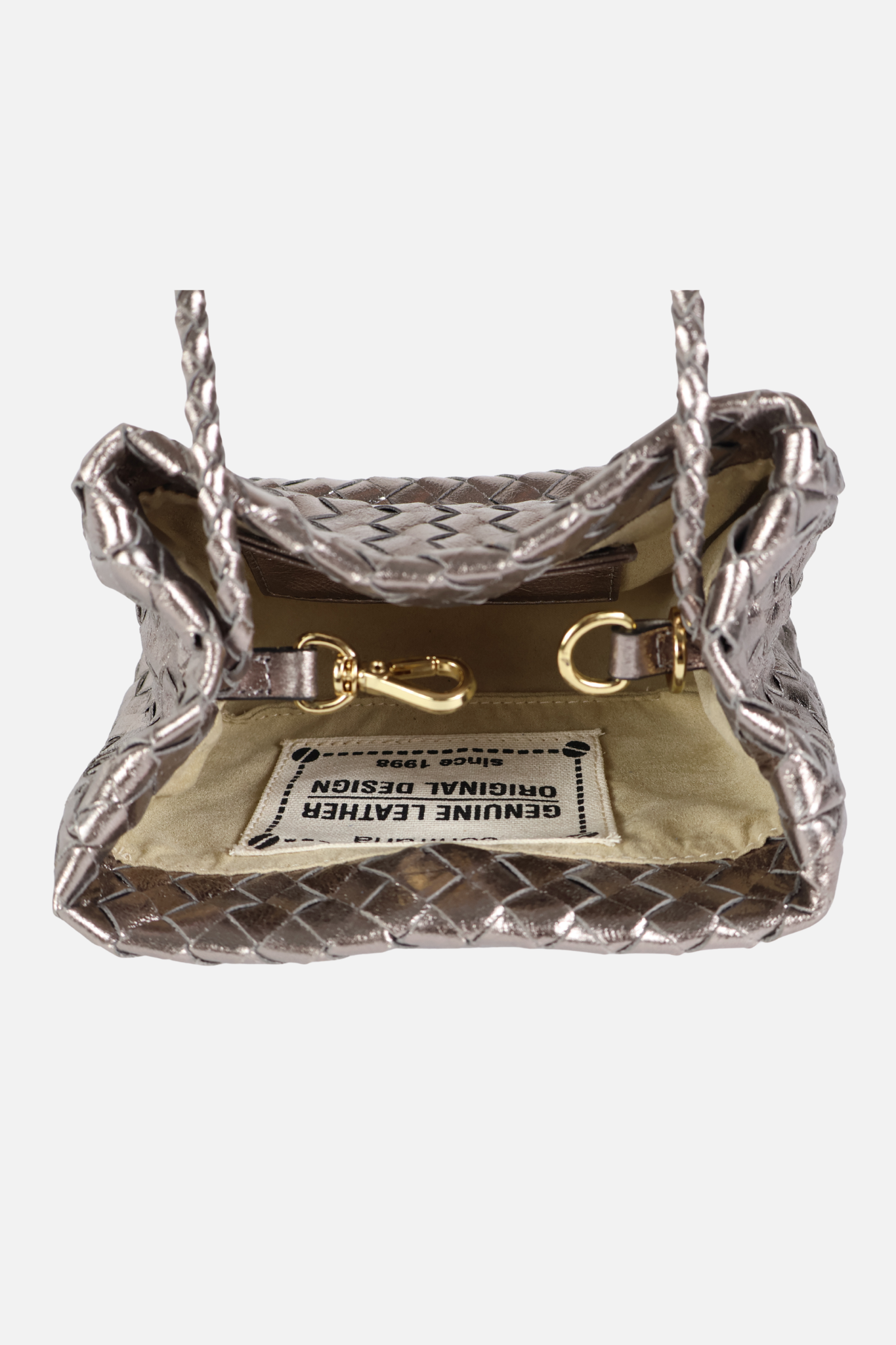 Bolsa Laura Couro Tressê Prata