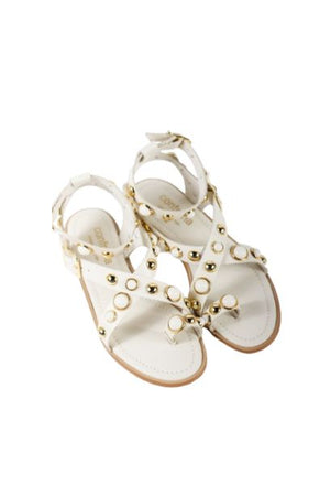 Rasteira Époque Off White com Pedras Marfim